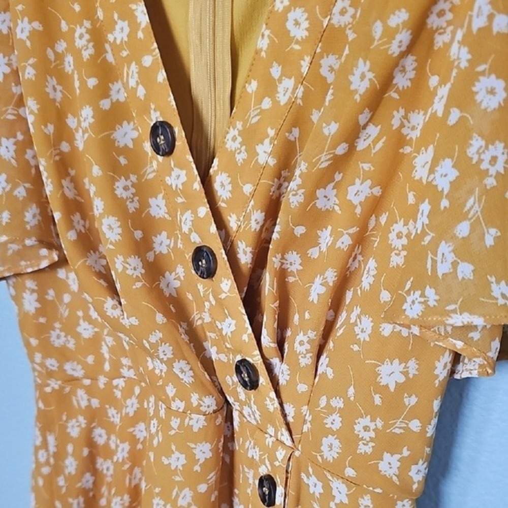Lulu's Spring Flutter Sleeve Surplice Floral Midi Dress XS After Bloom Delight - Picture 5 of 11